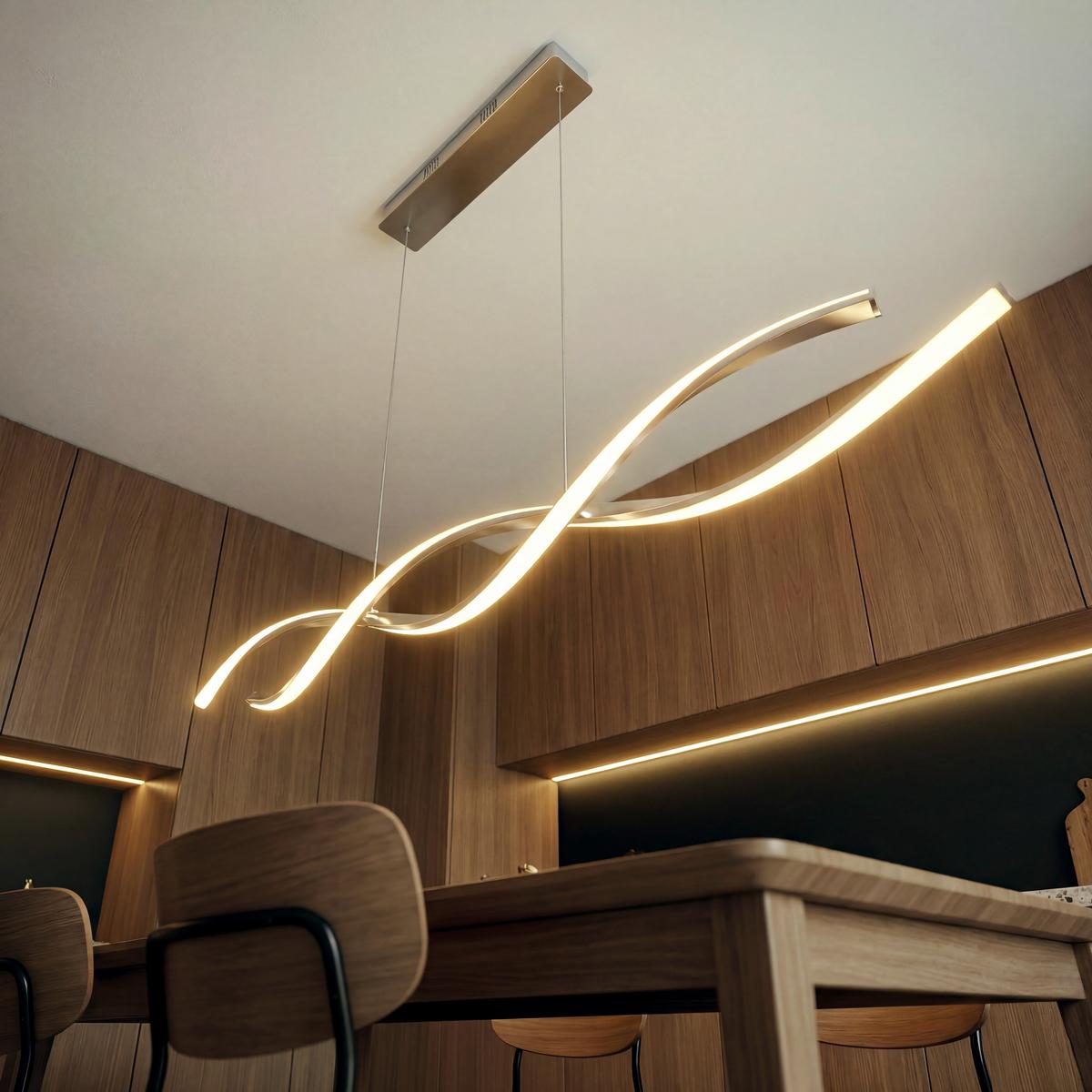 LAMPA WISZĄCA LED 9142-55 POLINA - kolor niklowy, Design, metal (110/8/140cm) - Paul Neuhaus
