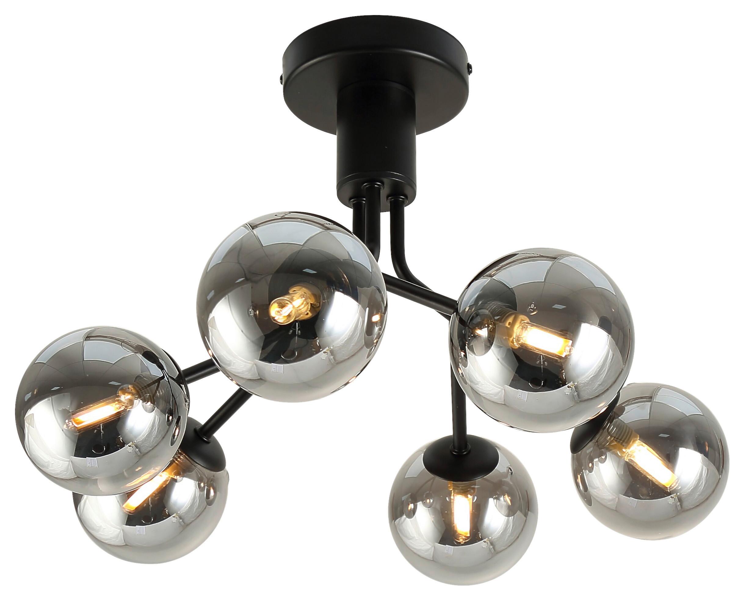 plafonnier Schwarz/Chrom max. 15 Watt - noir, Modern, métal/verre (46/30cm) - Mömax