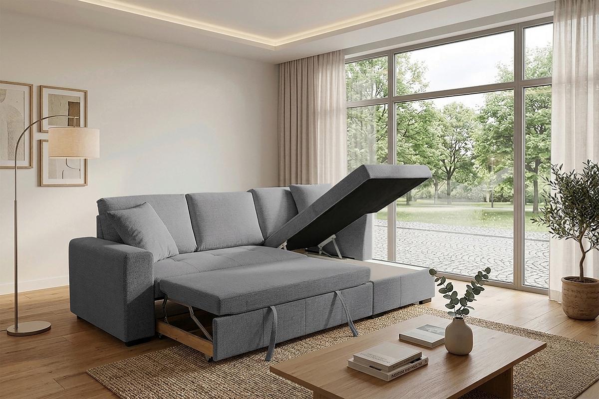 Kutna Garnitura Lukas - siva, Trend, tekstil (239/158cm) - Modern Living