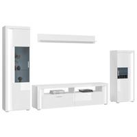 Ansamblu mobilier camera de zi SKYLIGHT - alb lucios intens, Design, material pe bază de lemn (351/202/46cm) - Modern Living