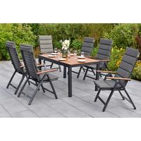 Gartentischgruppe Astros 13-tlg. Graphitfarben - Graphitfarben/Naturfarben, KONVENTIONELL, Kunststoff/Textil - Gardenson