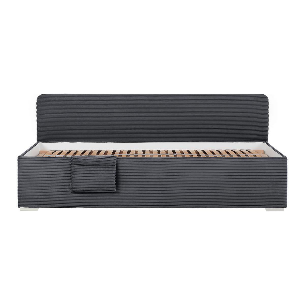 Bett Remi Graphitfarben ca. 90x200cm - Chromfarben/Graphitfarben, KONVENTIONELL, Holz/Kunststoff (90/200cm) - Mömax