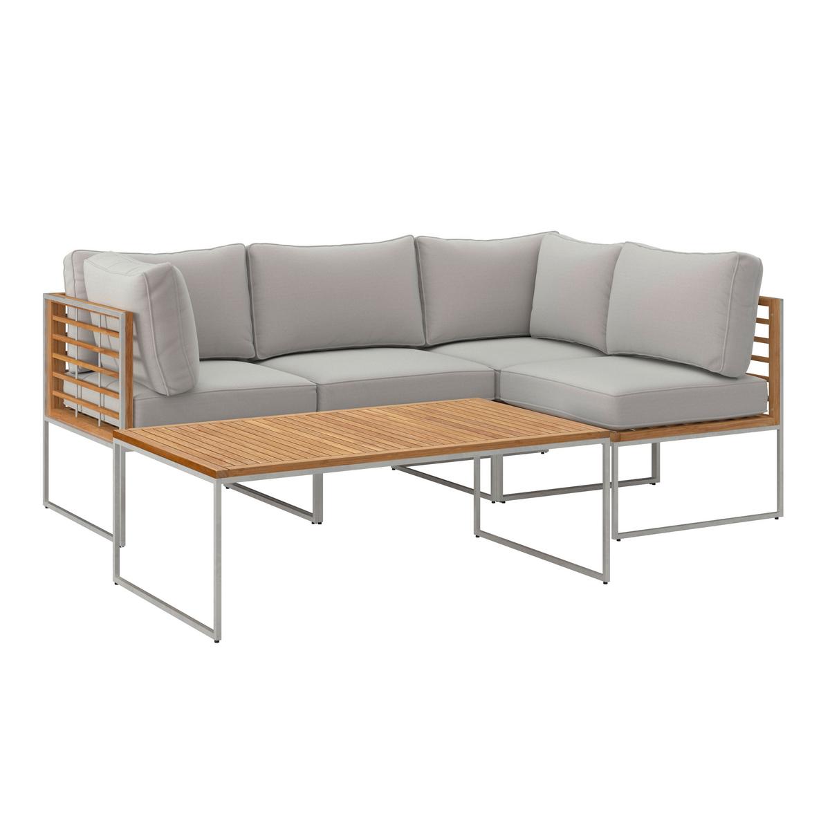 KOMPLET MEBLI TARASOWYCH TEAKLINE - beżowy/kolor stalowy, Modern, metal/tkanina - Ambia Garden
