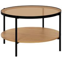 Măsuță de cafea LINEA - culoare natur/negru, Modern, sticlă/metal (74/45/74cm) - Modern Living