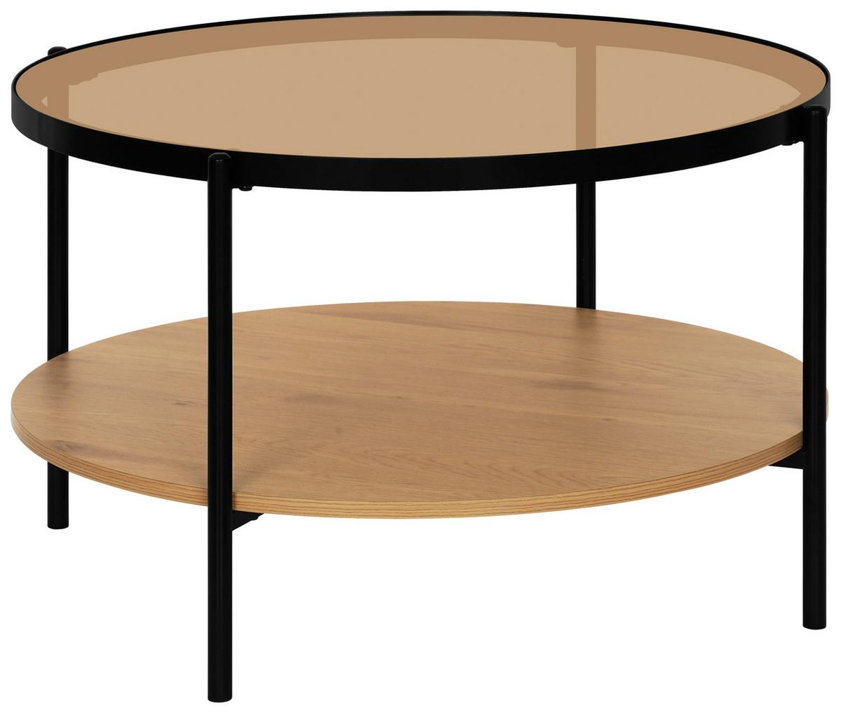 Măsuță de cafea LINEA - culoare natur/negru, Modern, sticlă/metal (74/45/74cm) - Modern Living