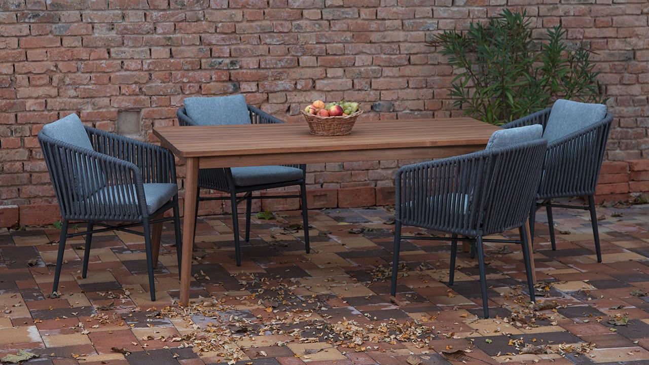 FOTEL SZTAPLOWANY NEW YORK - kolor grafitowy/szary, Modern, metal/tkanina (61/82/63cm) - Ambia Garden