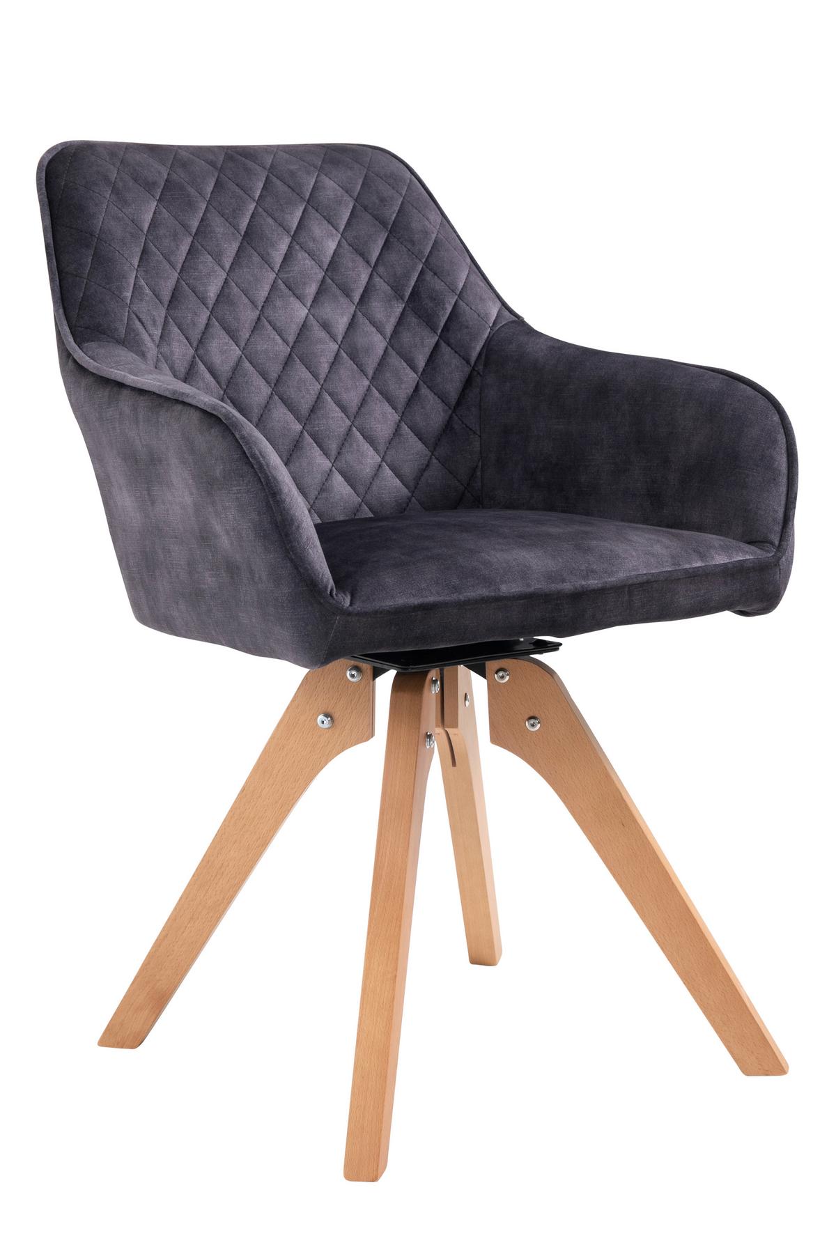 Naslanjač Samt, Črna, Vrtljiv - črna/barve hrasta, Moderno, tekstil/les (59/85/61cm) - Livetastic