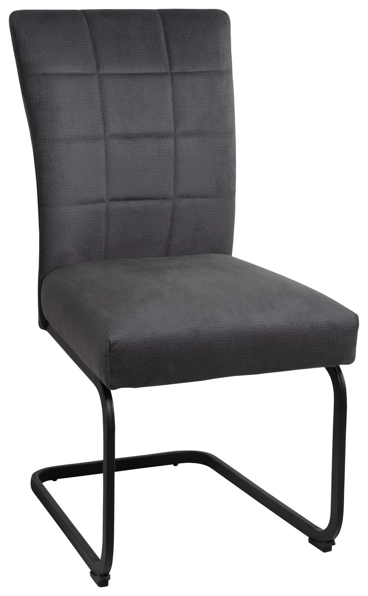 KRZESŁO NA PŁOZIE ERVA - czarny/szary, Basics, metal/tkanina (49/94/63cm) - Mömax