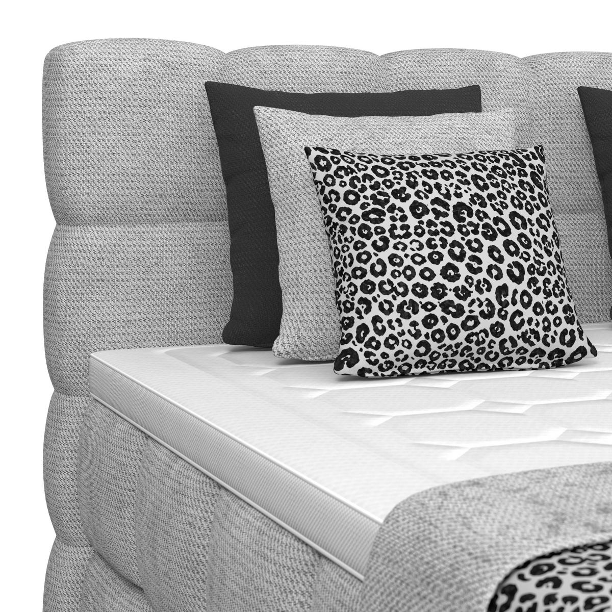 Postelja Boxspring Brisbane, Svetlo Siva, 180x200 - črna/svetlo siva, Trend, umetna masa/tekstil (180/200cm) - Premium Living