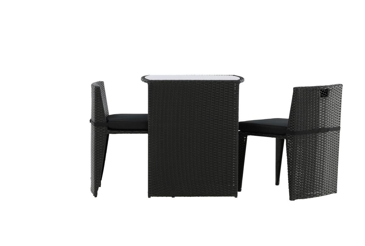 Balkonset Savanna 3-tlg. Grau/Schwarz - Schwarz/Grau, KONVENTIONELL, Kunststoff/Textil - Gardenson