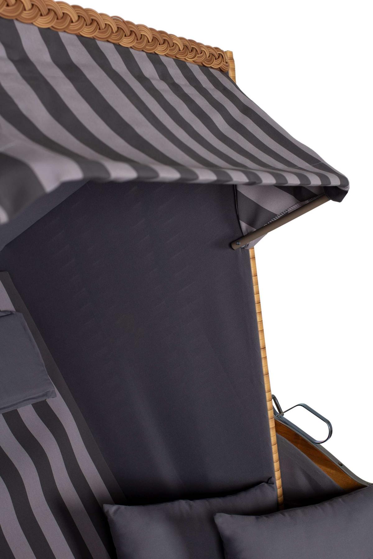 Strandkorb Trend Akazie/Grau - Naturfarben, LIFESTYLE, Holz/Textil (120/165/80cm)