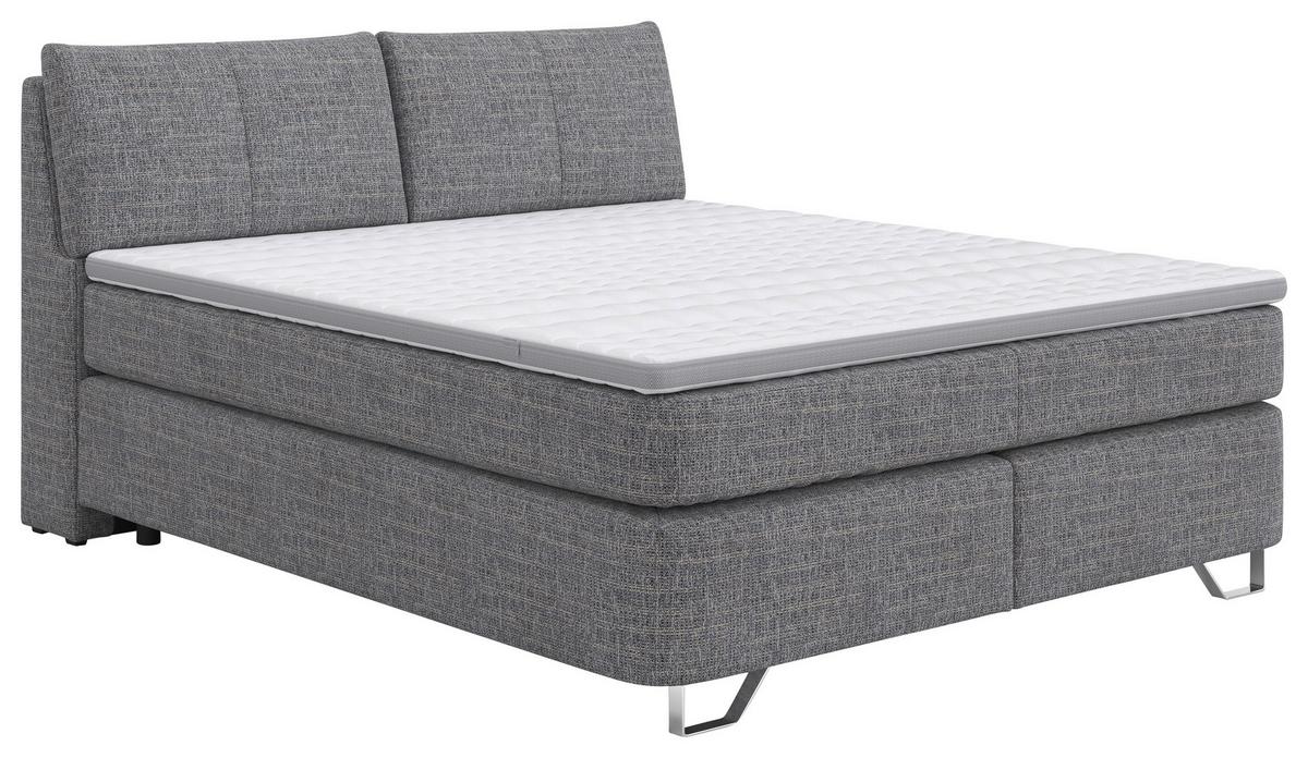 Boxspringbett Tabea Grau ca. 180x200cm - Alufarben/Grau, KONVENTIONELL, Karton/Naturmaterialien (180/200cm) - Premium Living