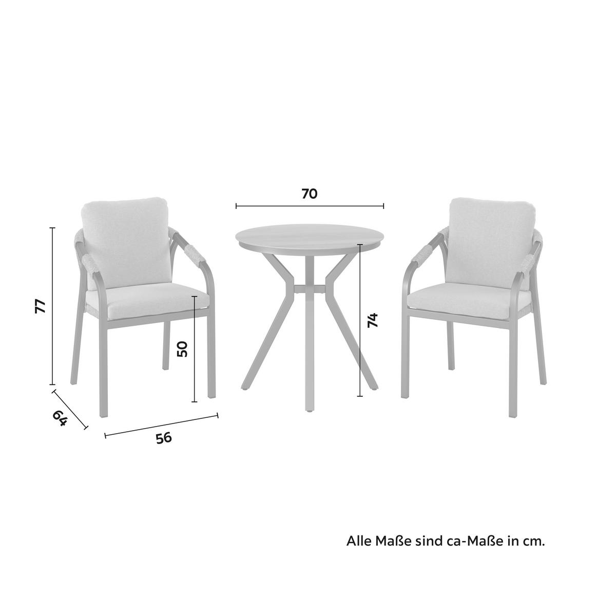 Balkonski Set Justin - siva/tamno siva, Moderno, tekstil/metal (70/74/70cm) - Mömax