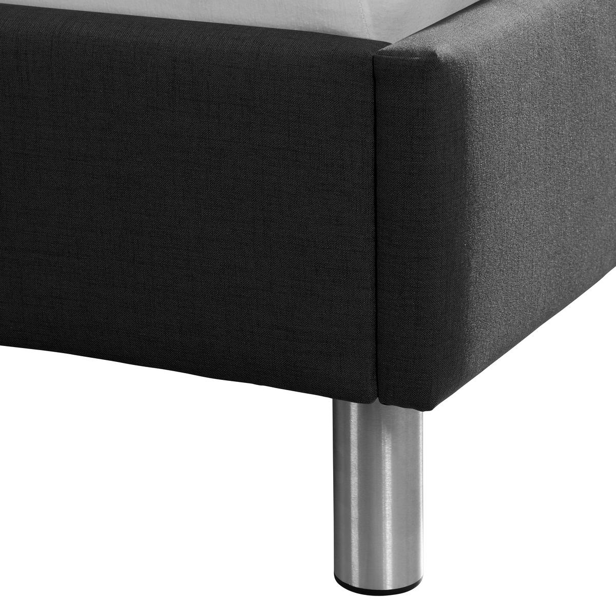 Polsterbett Jone Anthrazit ca. 180x200 cm - Anthrazit/Alufarben, MODERN, Textil/Metall (180/200cm) - Livetastic