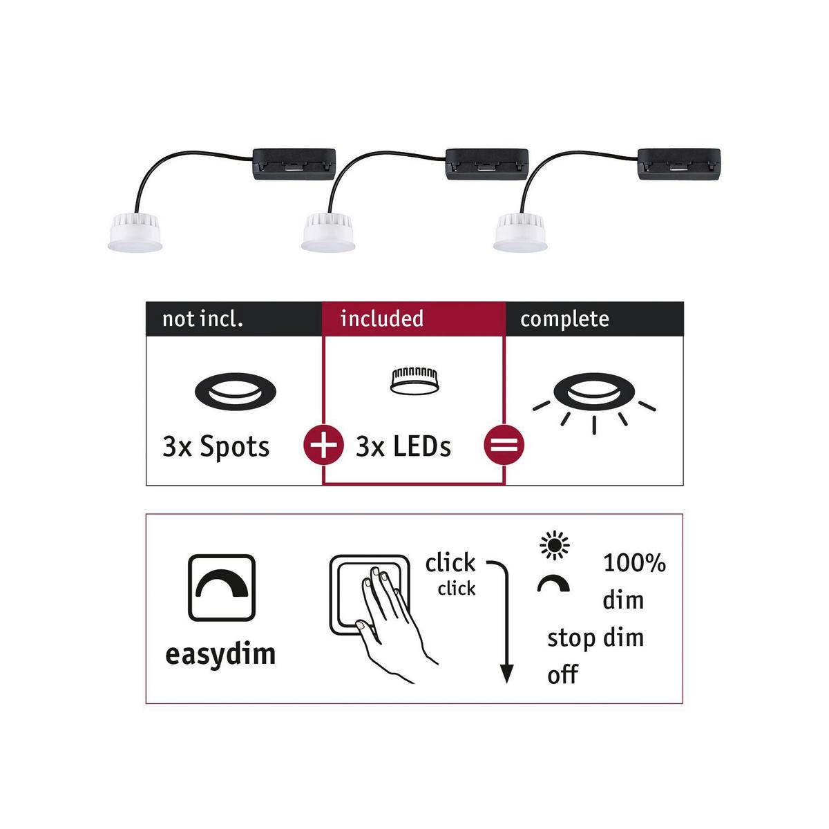Deckenleuchte Choose Coin Set max. 6,5 Watt, 3er Set - Basics (5,1cm) - Paulmann