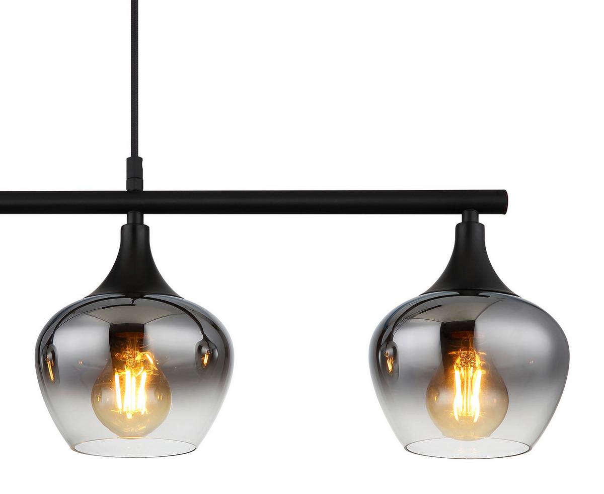 Hängeleuchte Maxy Schwarz max. 40 Watt - Schwarz, Basics, Glas/Textil (90/15/120cm) - Globo