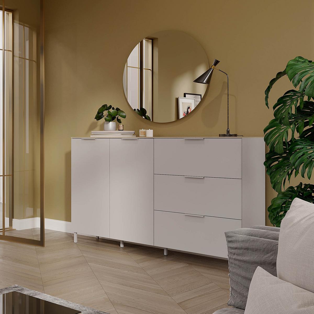 Sideboard Gw-Savoca - Kaschmir/Eichefarben, Modern, Holzwerkstoff/Metall (151/98/40cm) - Mömax
