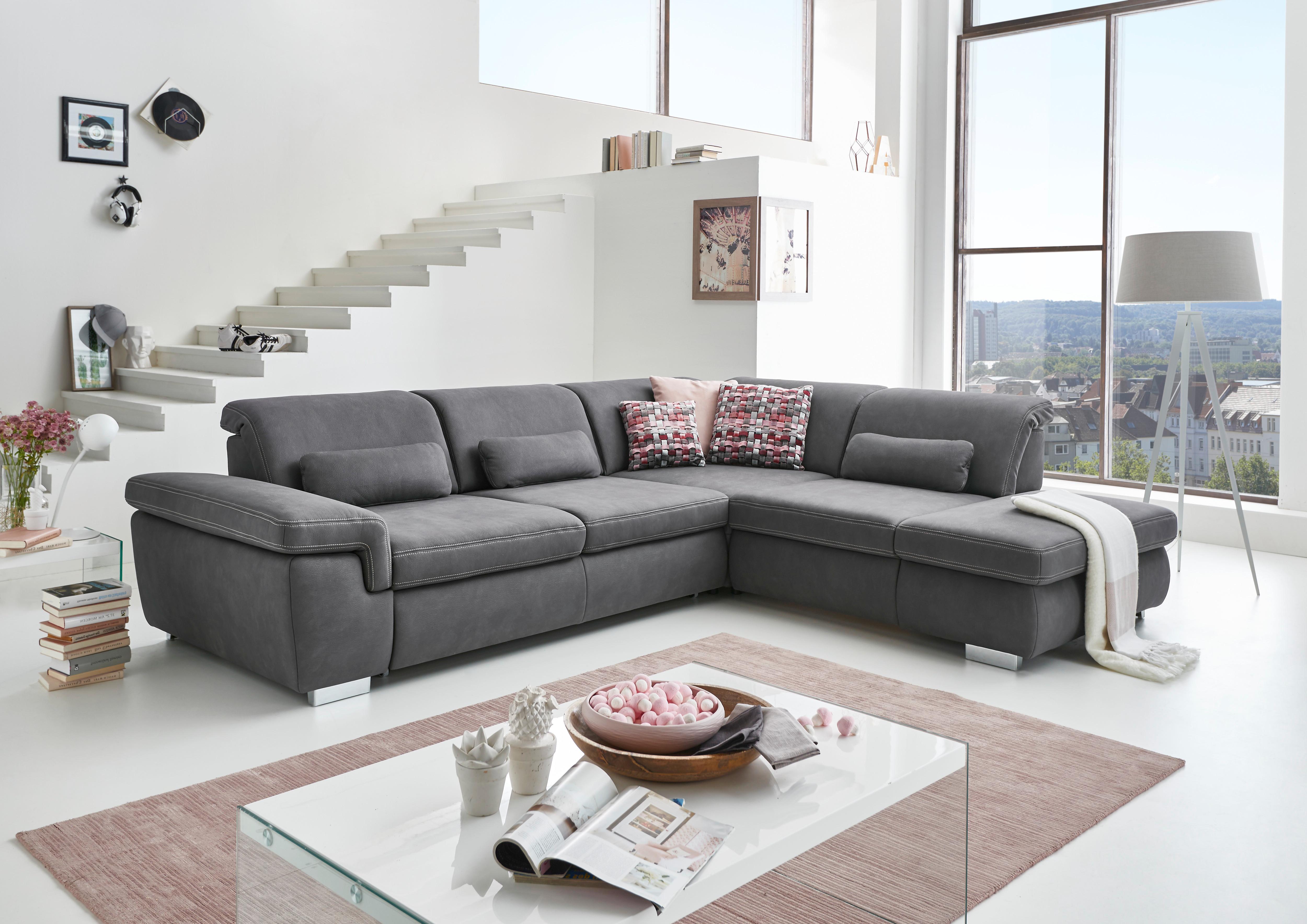 Sedežna Garnitura Antaris, Z Relax Funkcijo - siva/bež, Moderno, kovina/tekstil (260/320cm) - Premium Living