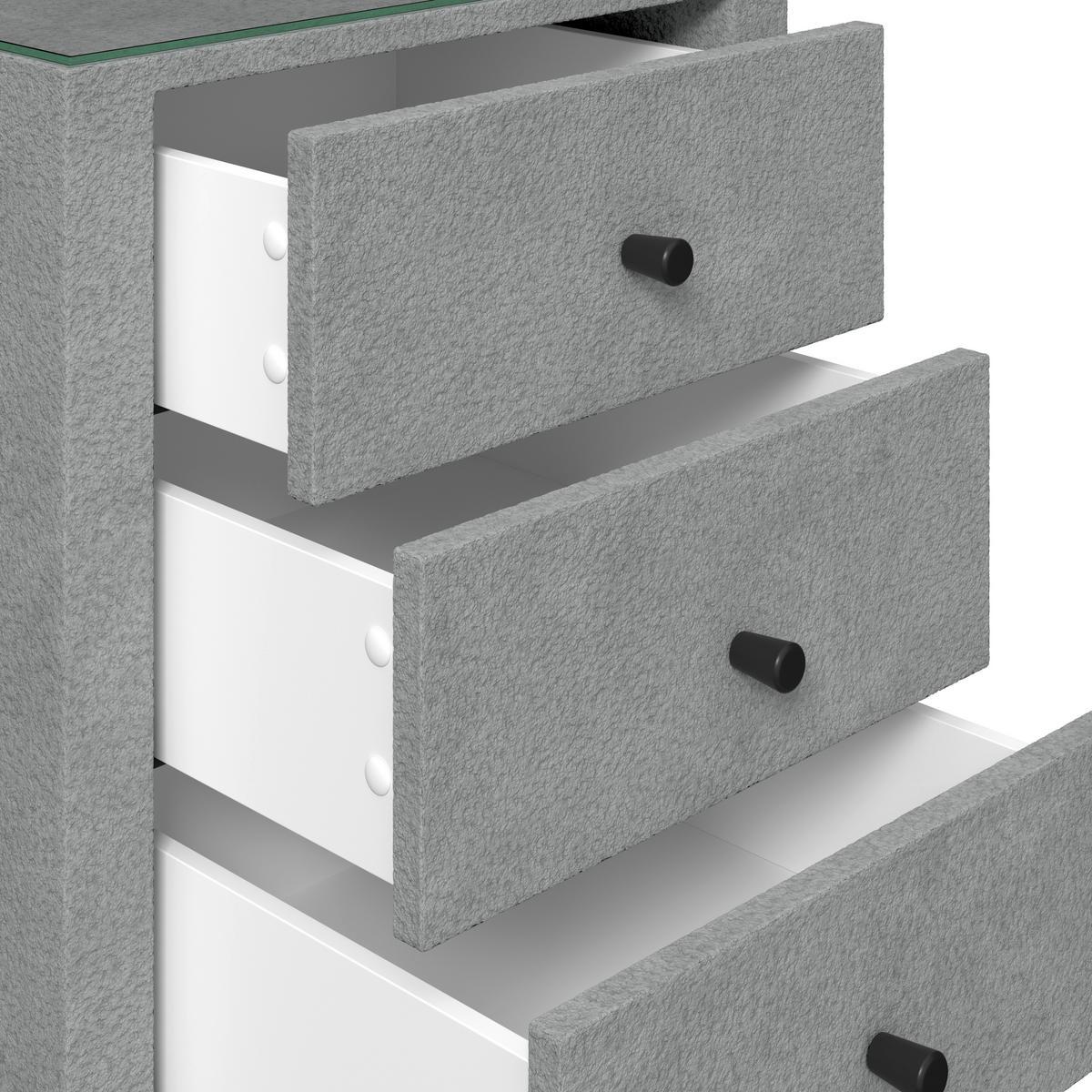 Noćni Ormarić Elysia - tamno siva, Trend, staklo/drvni materijal (48/68/45,5cm) - Premium Living