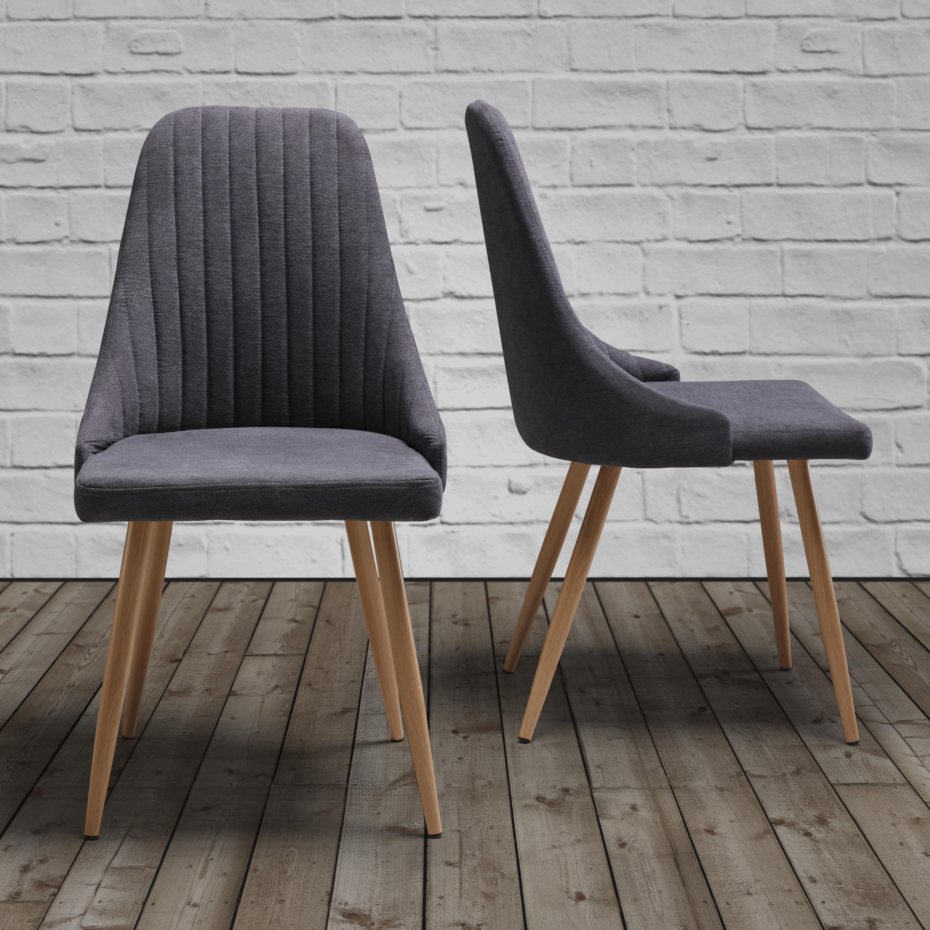 STUHL in Grau 'Beatrix' - Grau/Teakfarben, MODERN, Holz/Textil (50/91/57cm) - Bessagi Home