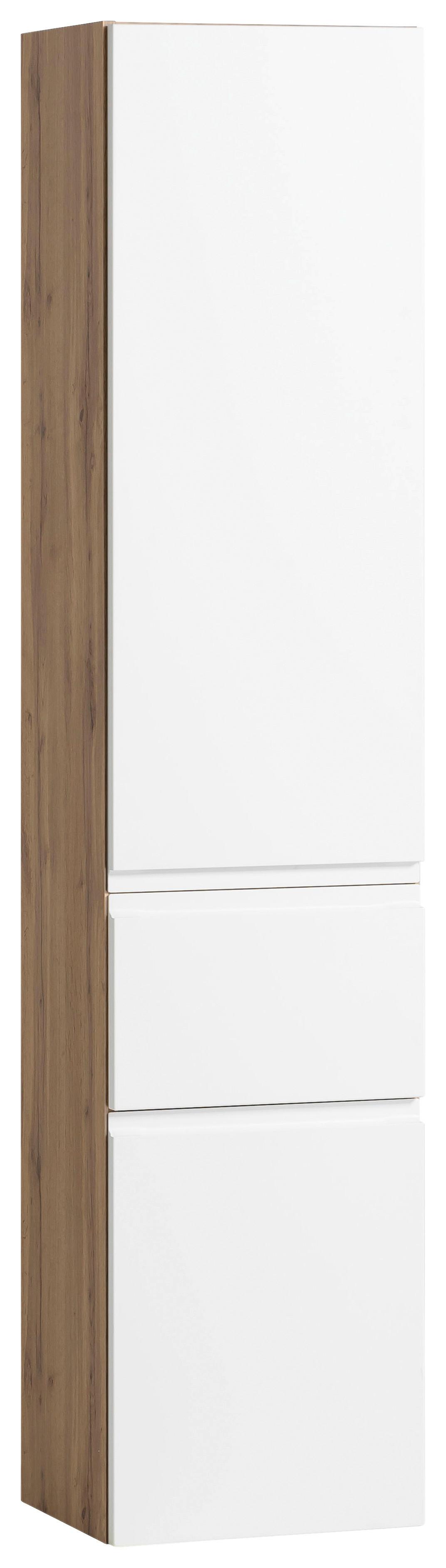 Hochschrank Varese B: 40 cm Weiß/Wotaneiche Dekor - Eiche Wotan/Weiß, MODERN, Holzwerkstoff (40/180/35cm) - Held