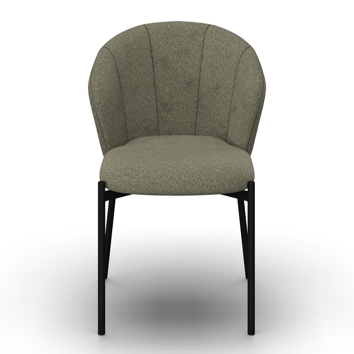 Stuhl Zoey Grün Chenille Gepolstert - Schwarz/Grün, MODERN, Holz/Textil (48/79/61cm) - Bessagi Home