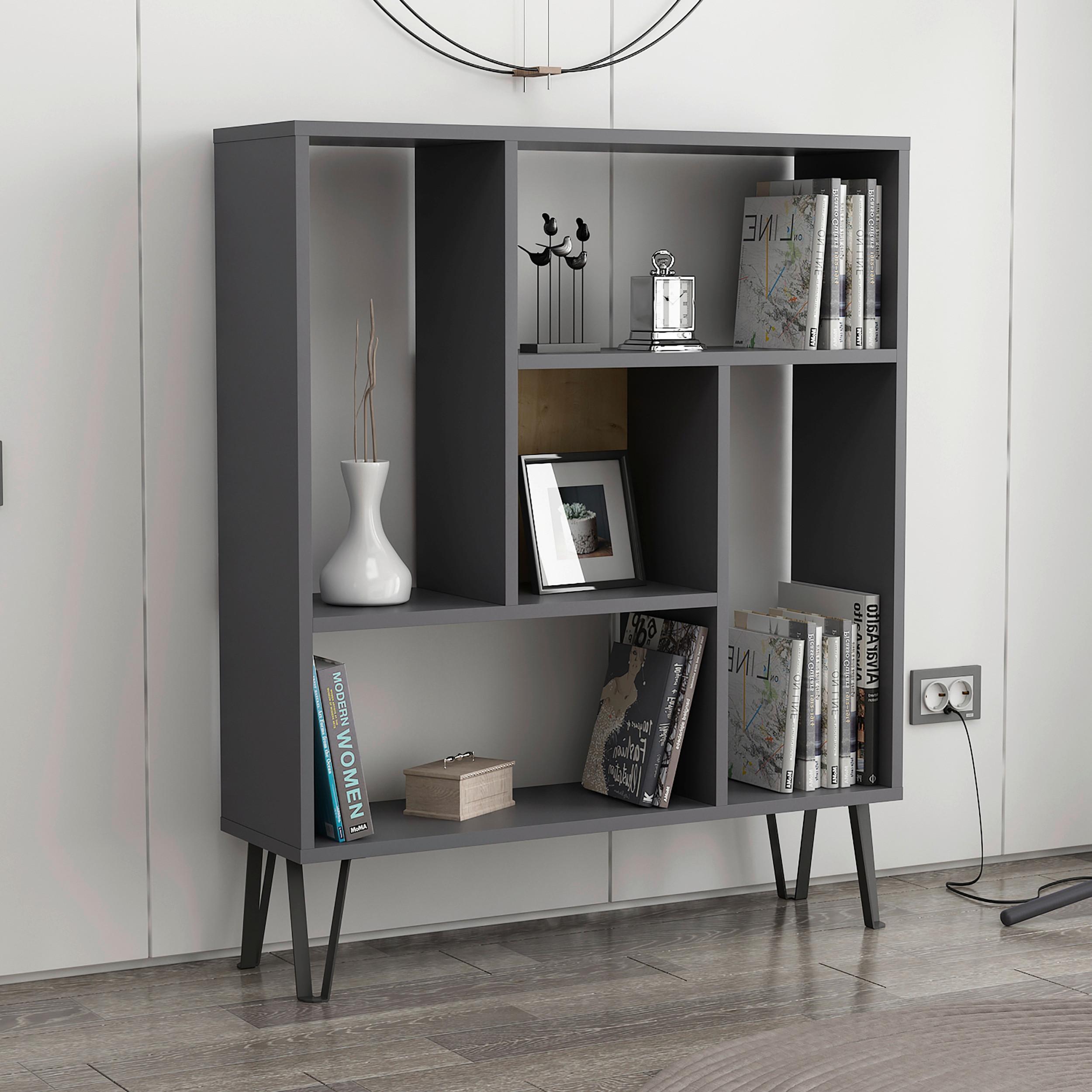 Regal Arven ca. 90x107,8 cm Anthrazit - Eichefarben/Anthrazit, Design, Holzwerkstoff (90/107,8/25cm) - Livetastic