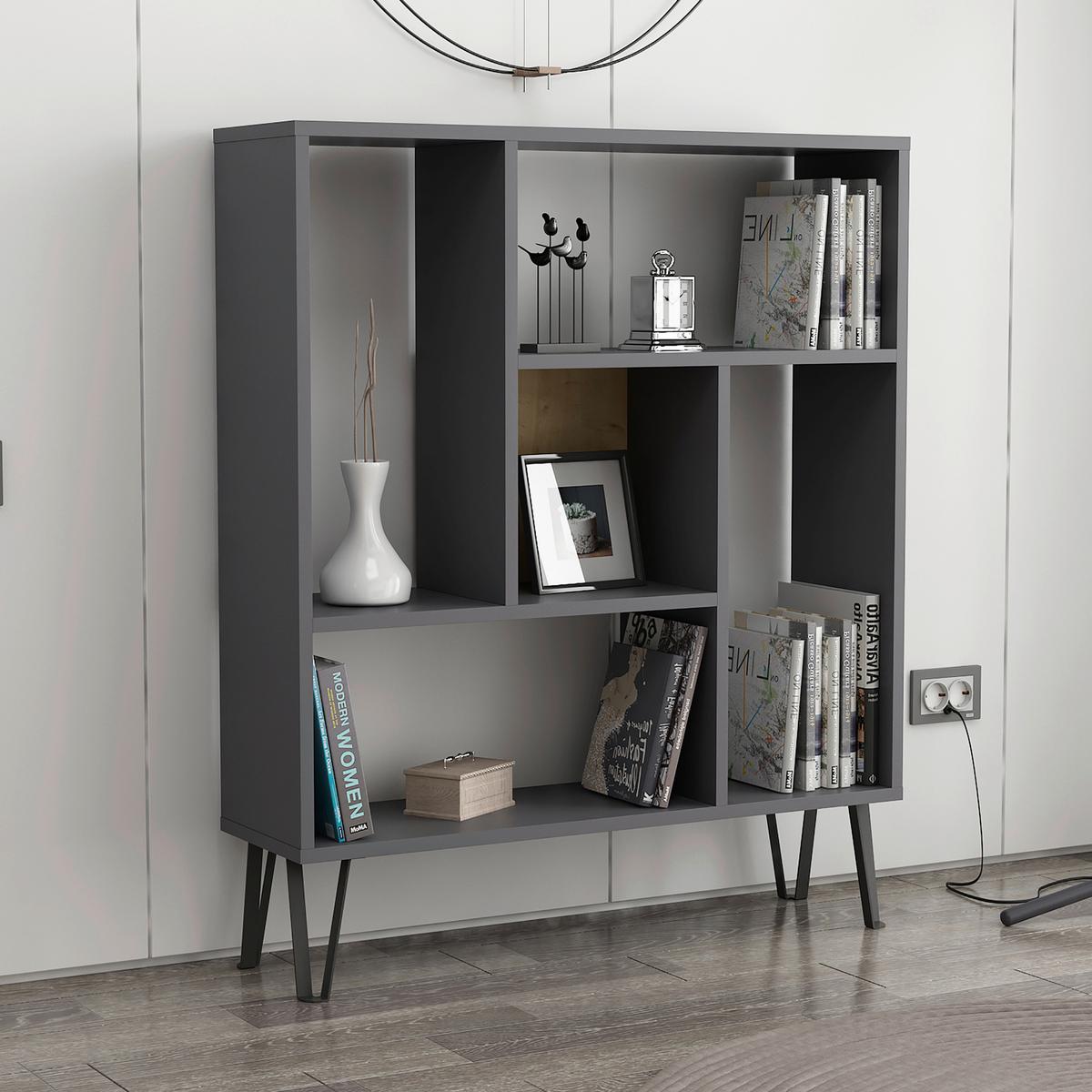 Regal Arven ca. 90x107,8 cm Anthrazit - Eichefarben/Anthrazit, Design, Holzwerkstoff (90/107,8/25cm) - Livetastic
