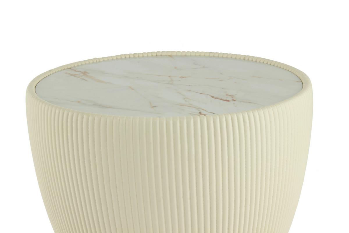 BEISTELLTISCH JOKAI 125 CREME - Goldfarben/Creme, Design, Textil/Stein (47/45cm) - Kayoom