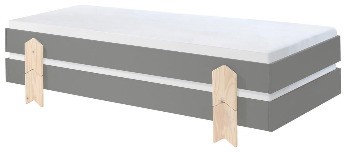 Stapelbett Modulo Grau - Grau/Kieferfarben, MODERN, Holz/Holzwerkstoff (90/200cm) - Vipack