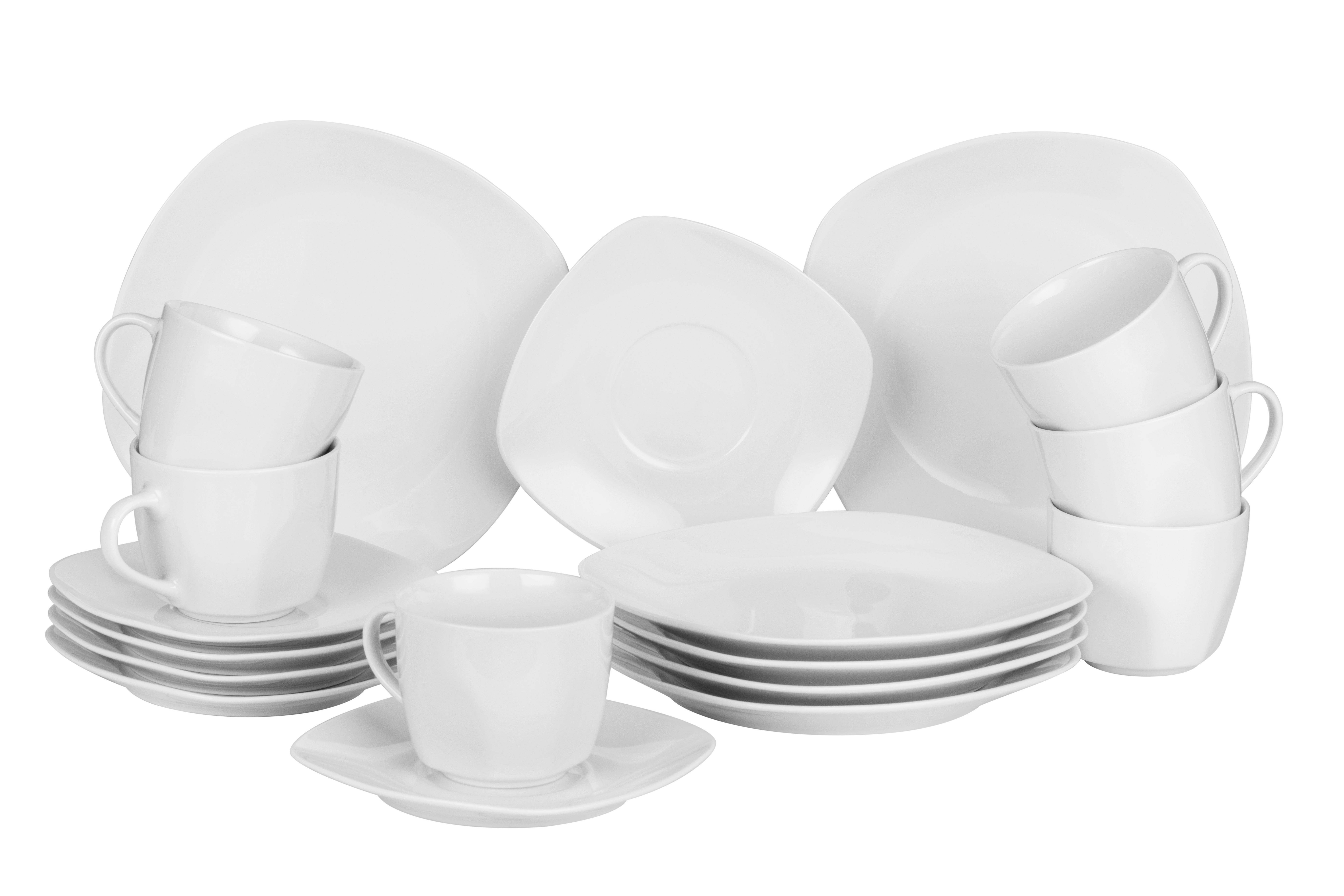SERWIS KAWOWY COFFEE SET/SQUARE SHAPE - biały, Konventionell, ceramika - Boxxx