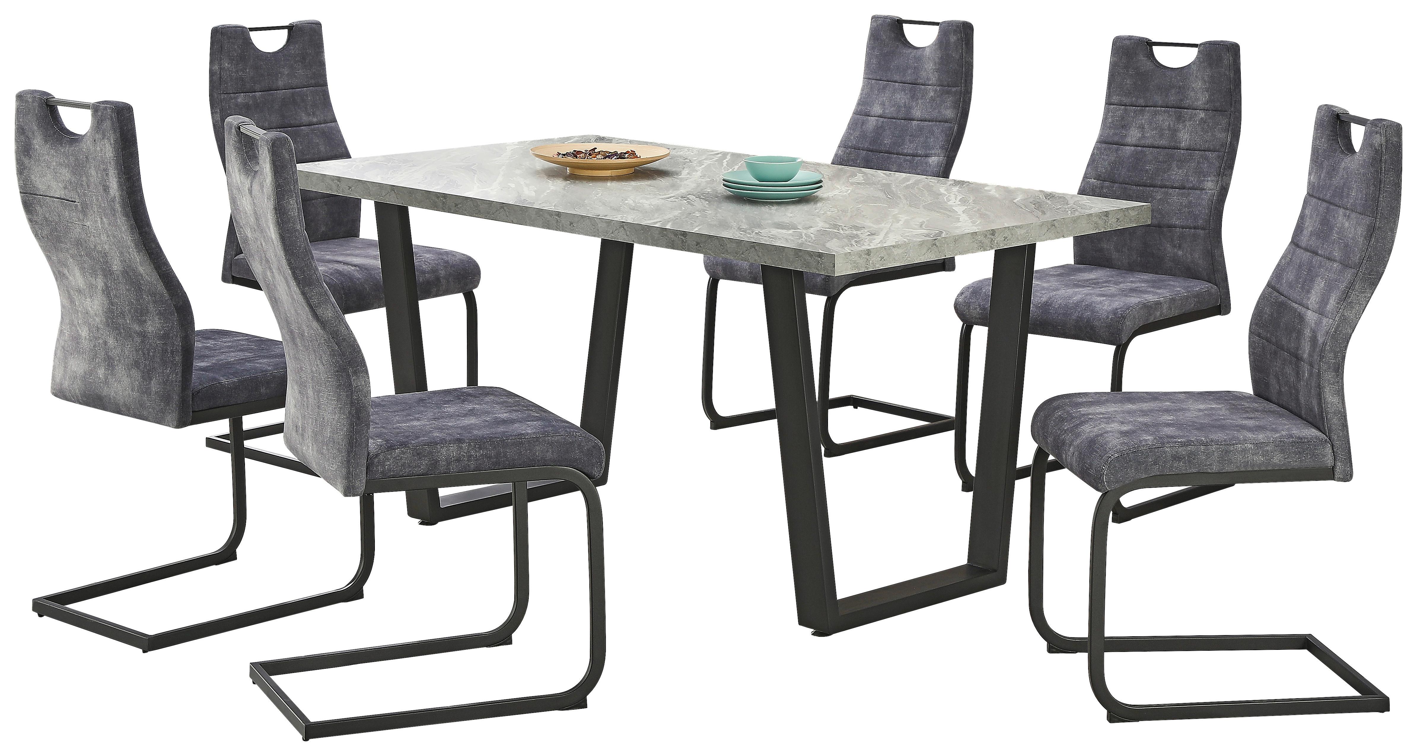 Trpezarijska Garnitura Melbourne - siva/crna, Moderno, metal/tekstil (160/75/90cm) - Modern Living