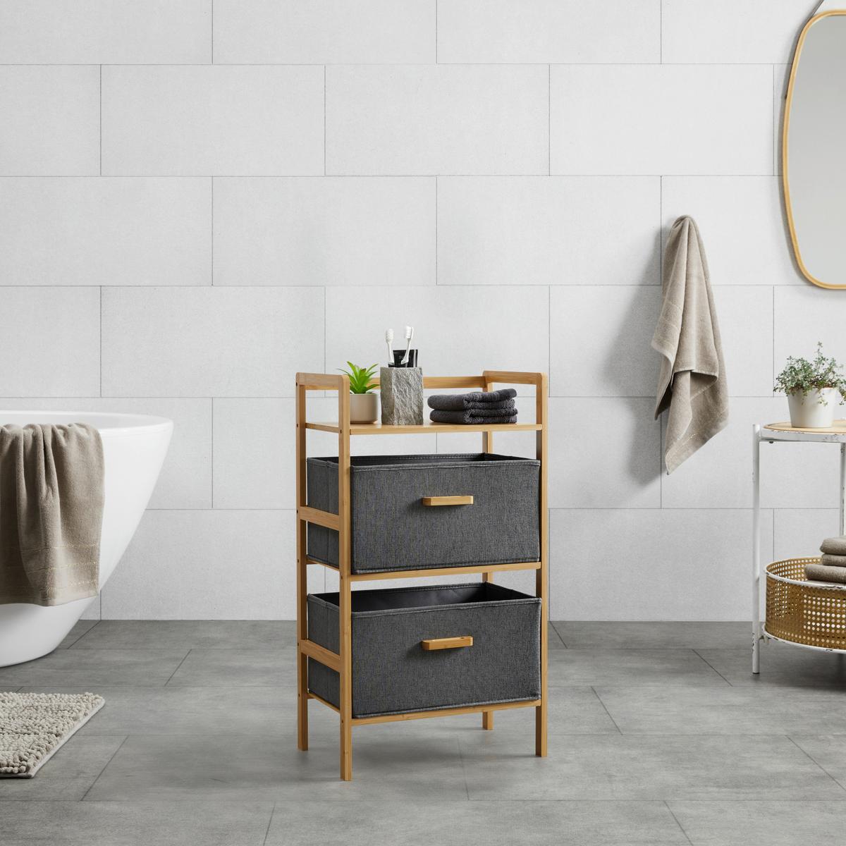 Tárolópolc Aaliyah - sötétszürke, Modern, textil/fa (42,5/27/76cm) - Bessagi Home