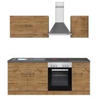 Küchenblock 'Sorrento' , Eichefarben - Chromfarben/Schieferfarben, MODERN, Holzwerkstoff/Metall (210cm) - Held
