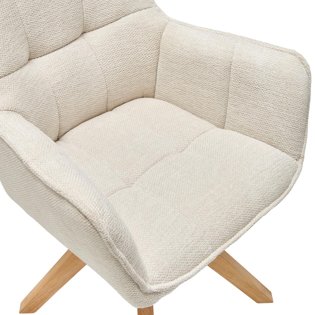 KRZESŁO Z PODŁOKIETNIKAMI KERRY - beżowy/kolor dębowy, Lifestyle, drewno/tkanina (61/85/63cm) - MID.YOU