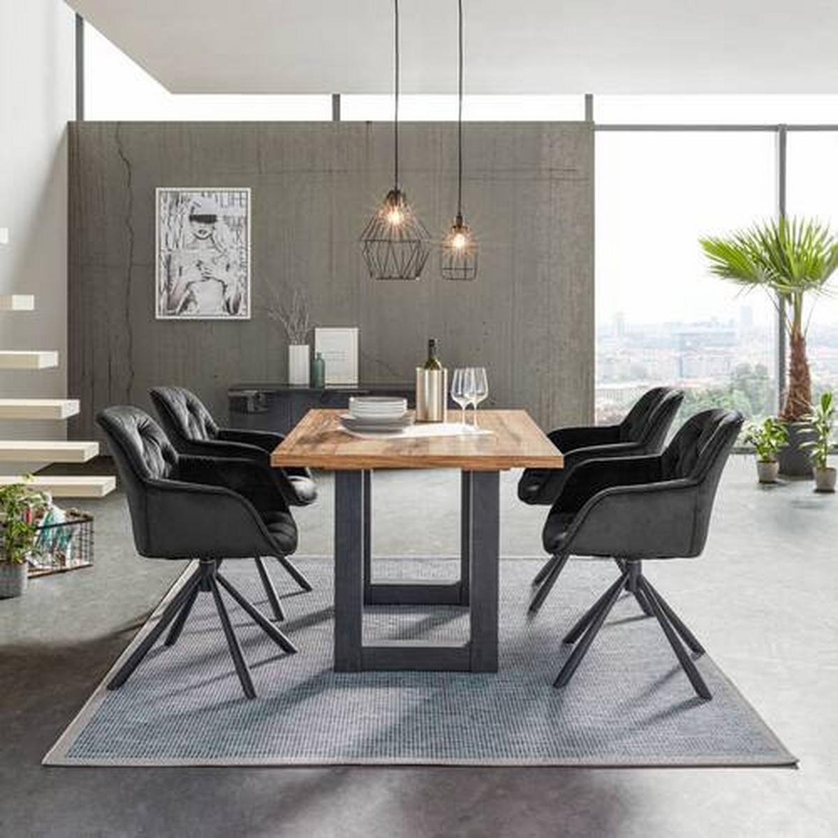 Esstisch in Schwarz/Eichefarben - Eichefarben/Schwarz, Modern, Holzwerkstoff (200/100/75cm) - Mömax