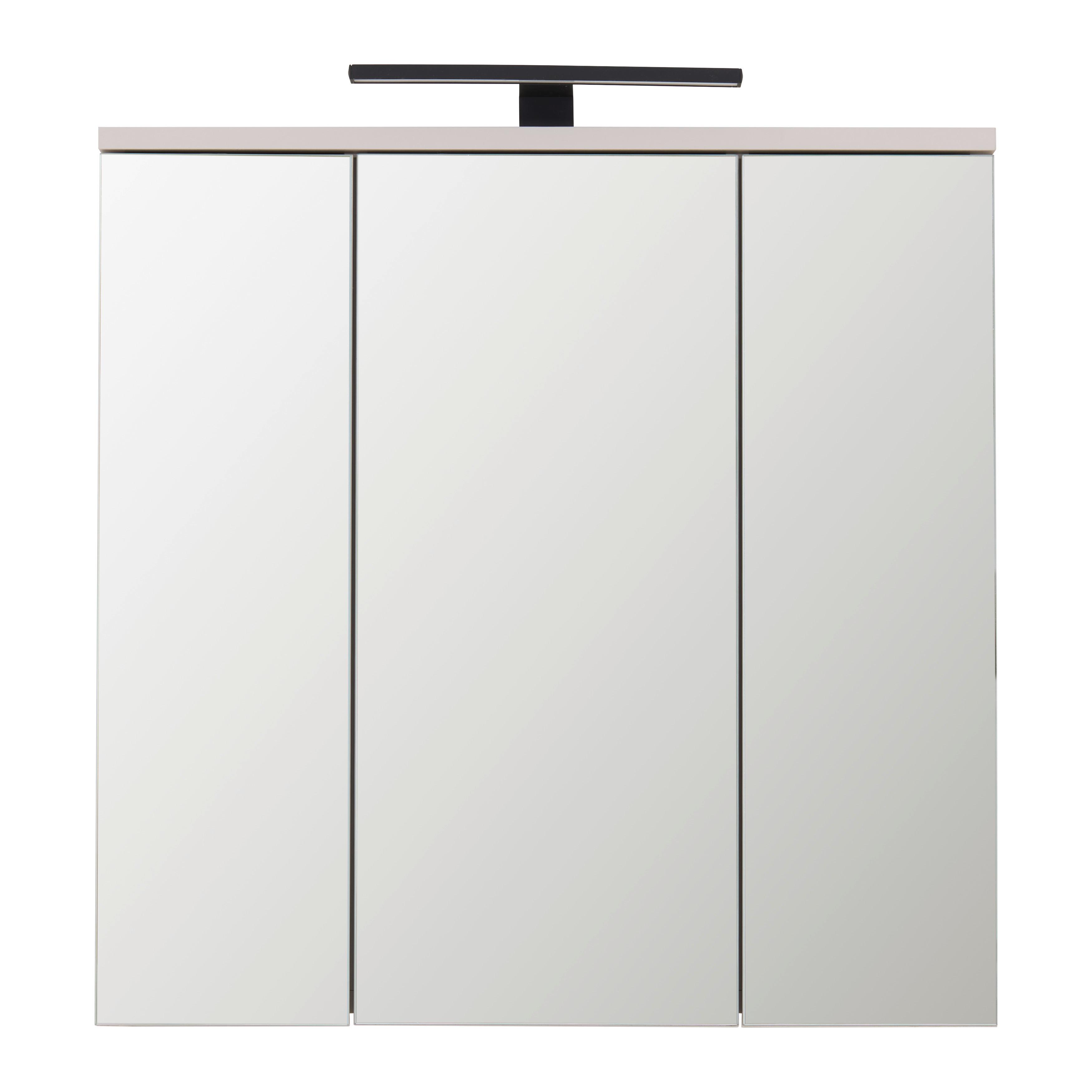 SPEGELSKÅP MALLORCA -EXKLUSIV- - svart/ekfärgad, Modern, metall/trämaterial (70/70/20cm) - Based