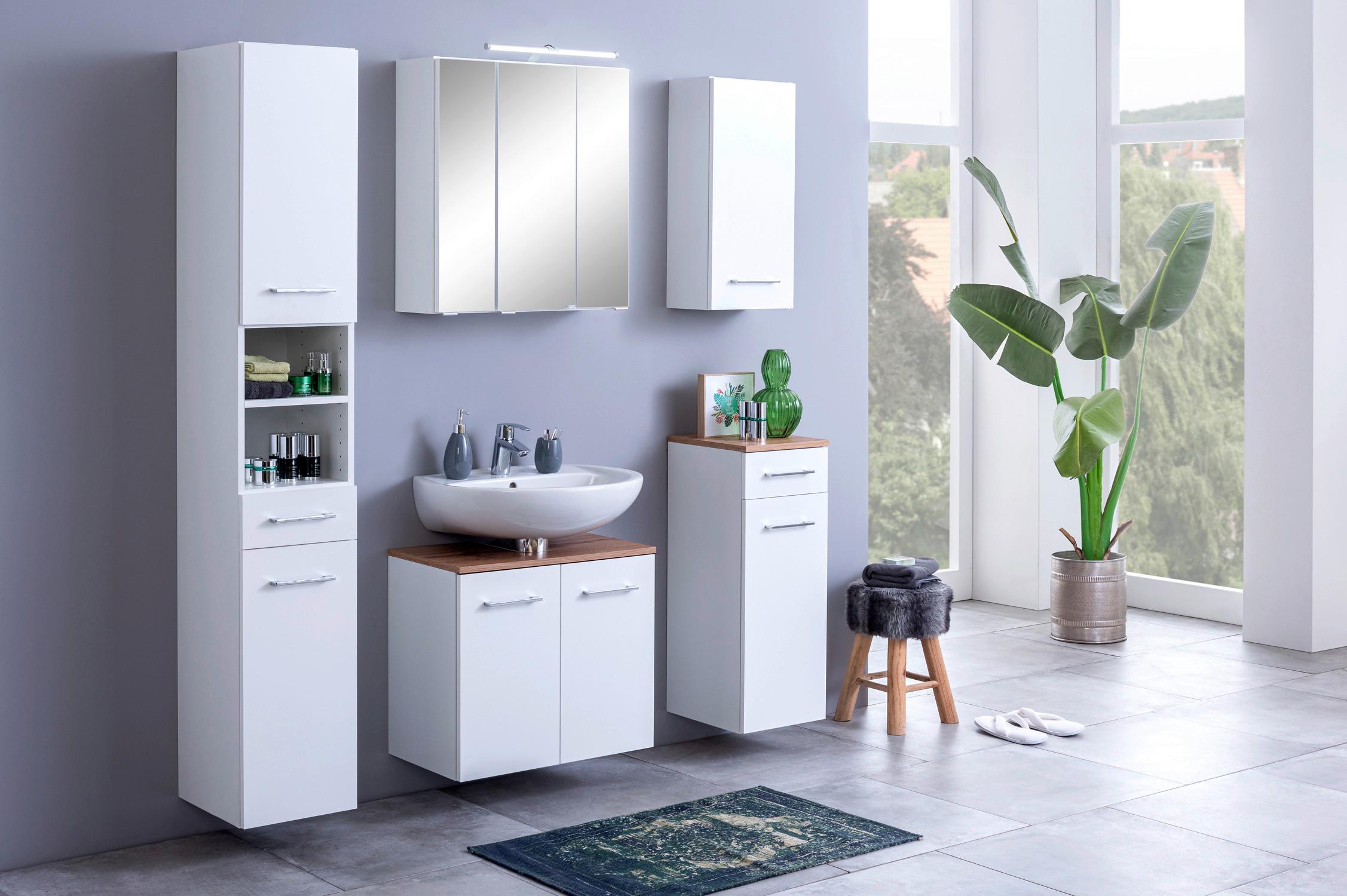 Spiegelschrank Paris ca. 60x64 cm Weiß - Silberfarben/Weiß, MODERN, Glas/Holzwerkstoff (60/64/20cm) - Held