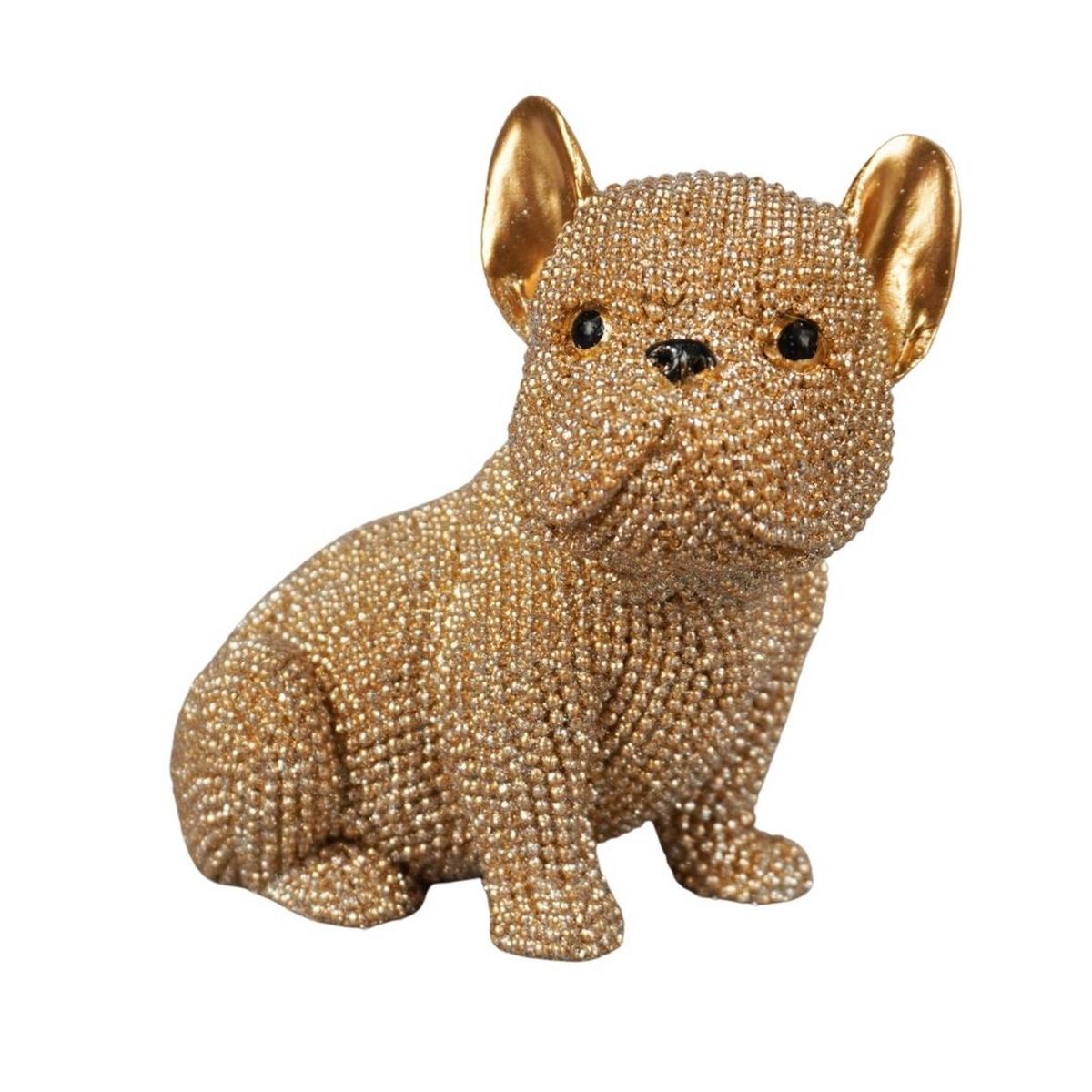 Dekor Kutya Bulldog - aranyszínű, műanyag (11,7/7,5/10,9cm)
