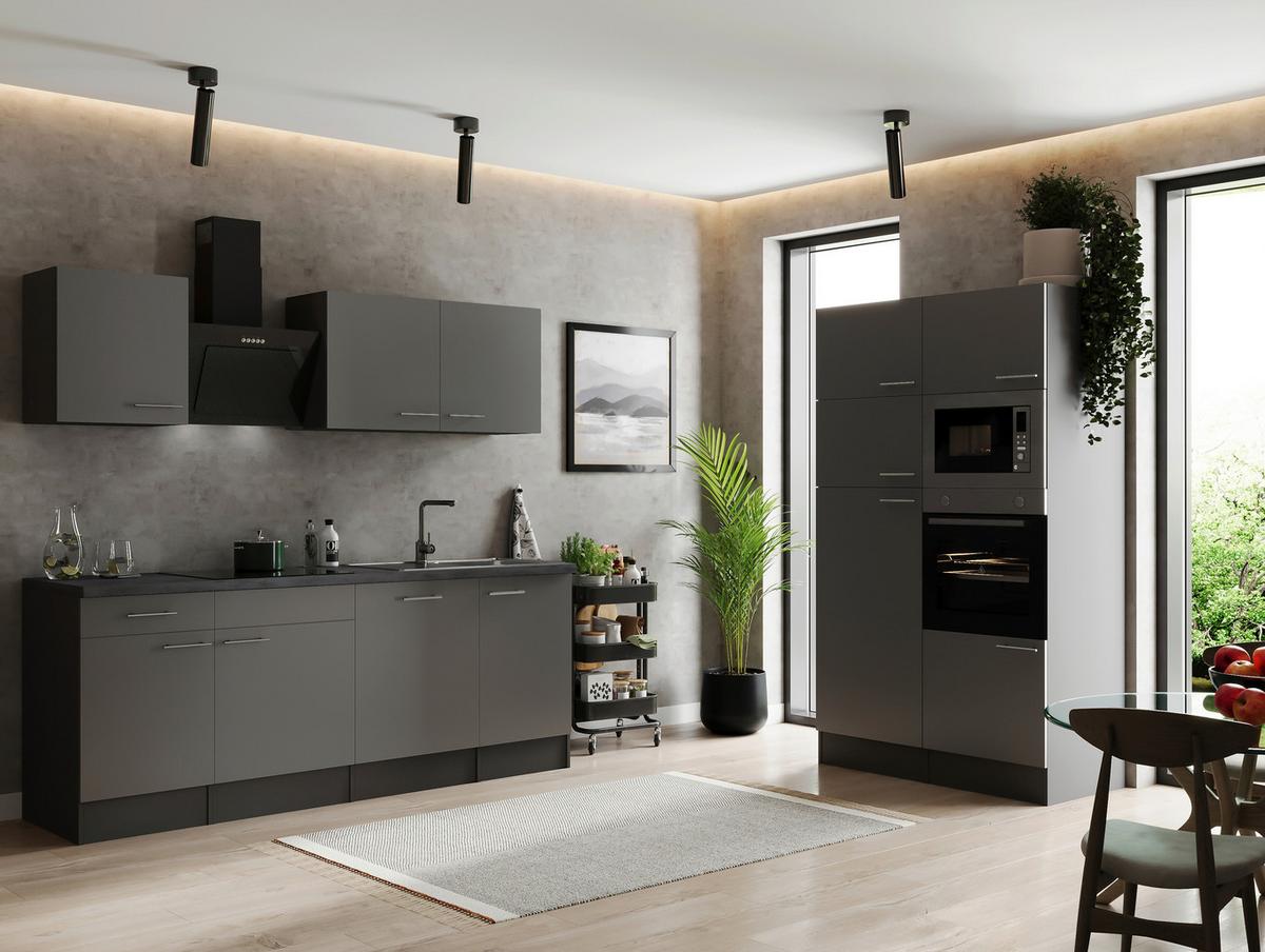 Kuhinjski Blok Z Aparati Oliver, 340cm - srebrne barve/siva, Design, kovina/leseni material (340cm) - Respekta