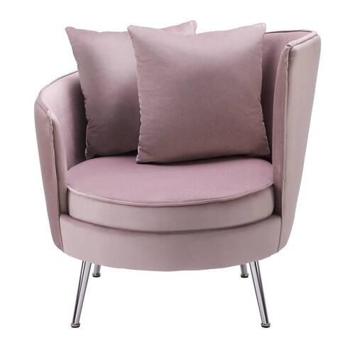 Loungesessel Cherie Rosa Samt - Chromfarben/Rosa, MODERN, Textil/Metall (87/84/85cm) - Bessagi Home