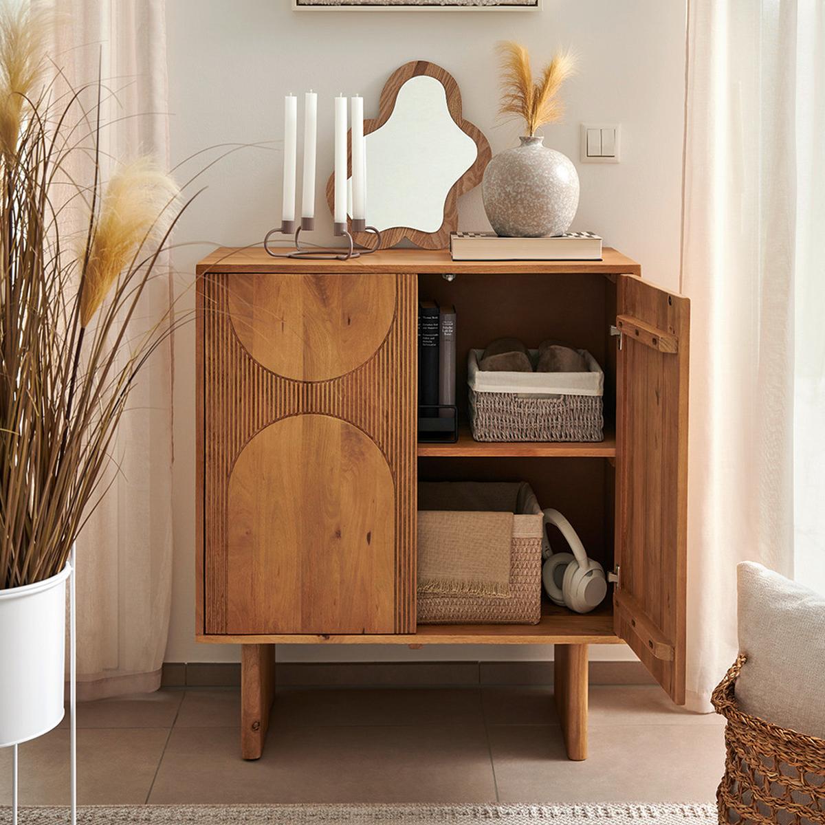 Kommode Curve in Eichefarben - Eichefarben, MODERN, Holz/Holzwerkstoff (80/90/40cm) - Zandiara