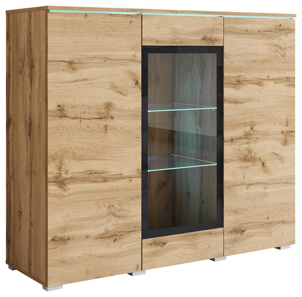 Visoka Komoda Vera 120, Barva Hrasta, Led - hrast wotan/siva, Trend, umetna masa/steklo (120/102,3/39,5cm) - P & B
