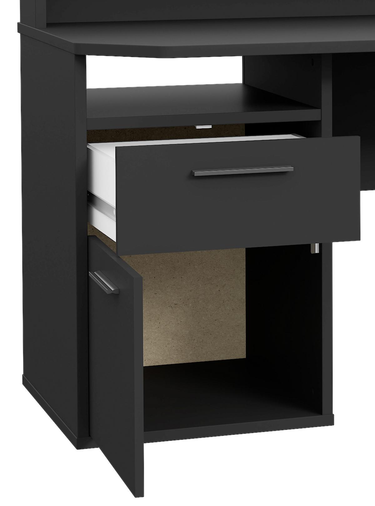 Gaming Miza Tezauer, Črna - črna/barve aluminija, Moderno, kovina/umetna masa (160/72/91cm) - MID.YOU