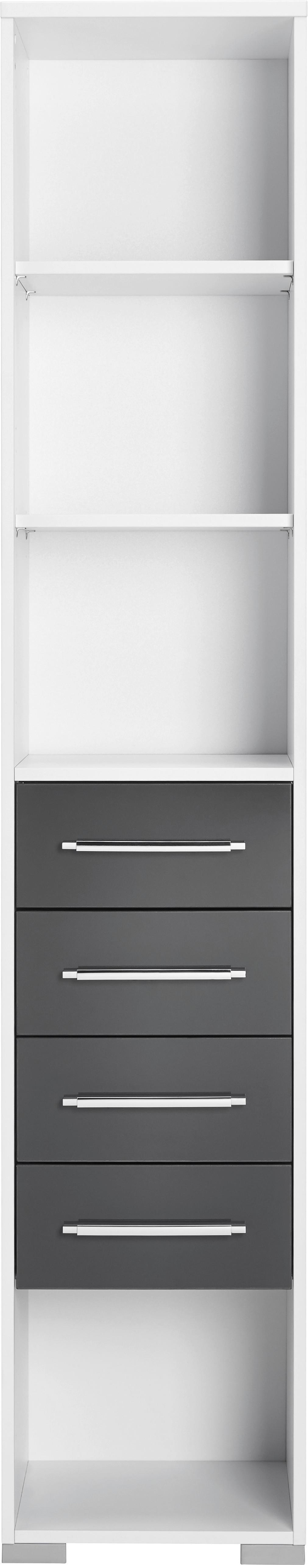 Aktenregal Weiss - Weiss/Silberfarben, Modern, Holzwerkstoff/Kunststoff (42,1/214,5/40cm) - Mömax