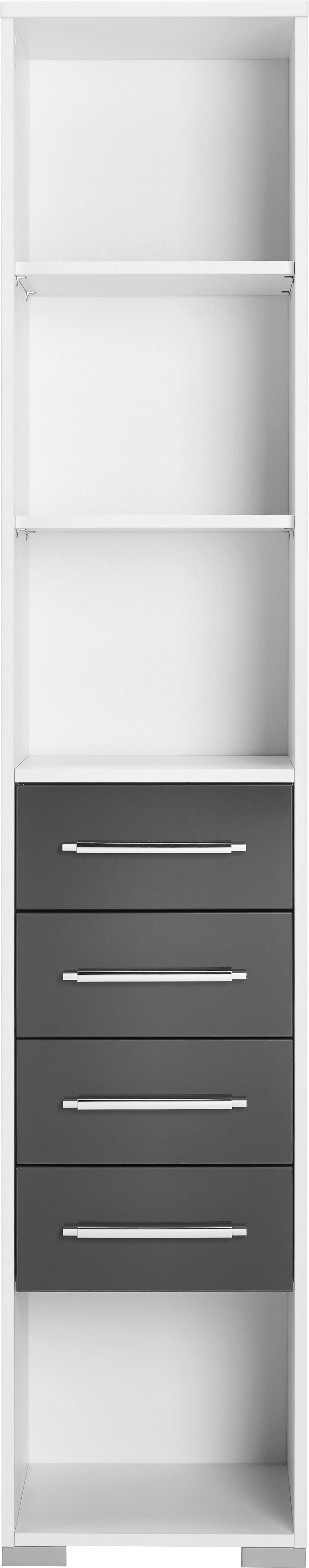 Aktenregal Weiss - Weiss/Silberfarben, Modern, Holzwerkstoff/Kunststoff (42,1/214,5/40cm) - Mömax