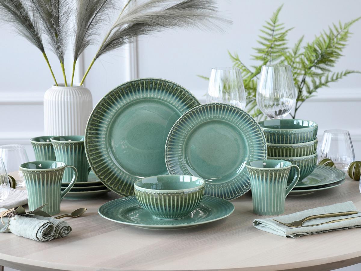 Kombinirani Servis Celadon Green, 16-Delni - žajbljevo zelena, Basics, keramika - Creatable