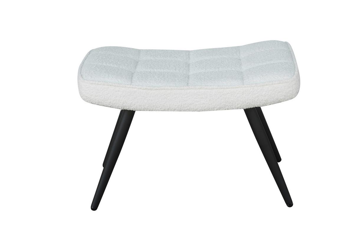 Hocker Uta Elfenbein Bouclé - Elfenbein/Schwarz, Basics, Textil/Metall (60cm) - MID.YOU