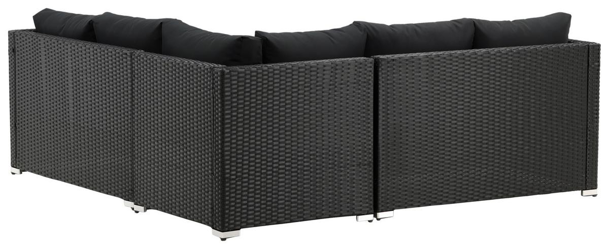 Loungegarnitur Kuba Schwarz - Schwarz, KONVENTIONELL, Glas/Kunststoff - Gardenson