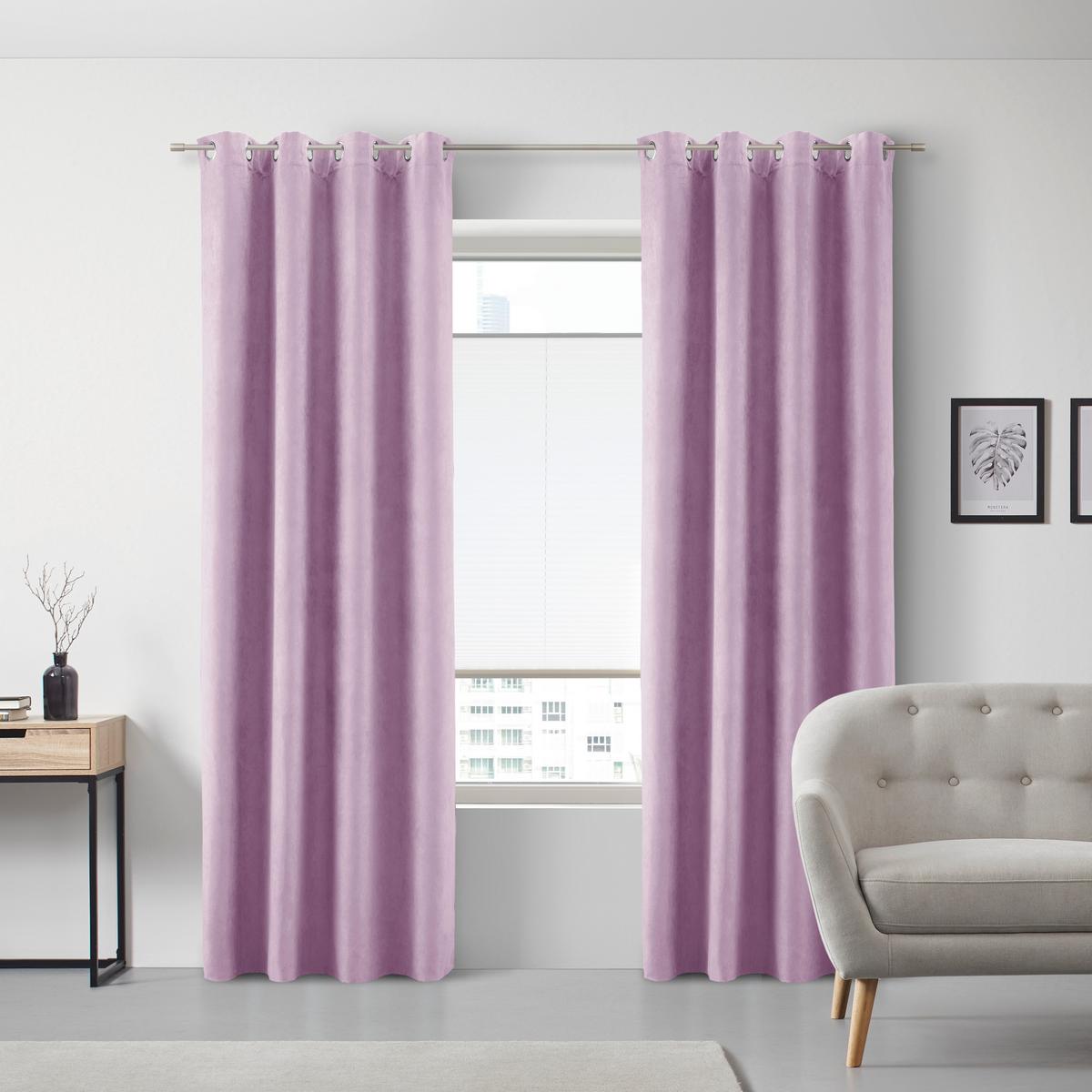 Ösenvorhang Velours ca. 140x245cm - Flieder, KONVENTIONELL, Textil (140/245cm) - Modern Living